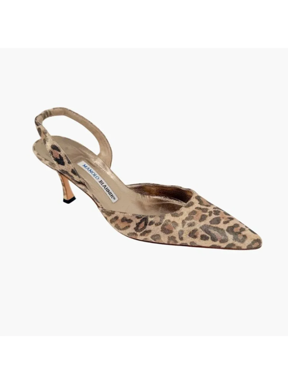 Manolo Blahnik Carolyn 70 Metallic Leopard Slingback Pumps Size 38.5 US 8.5